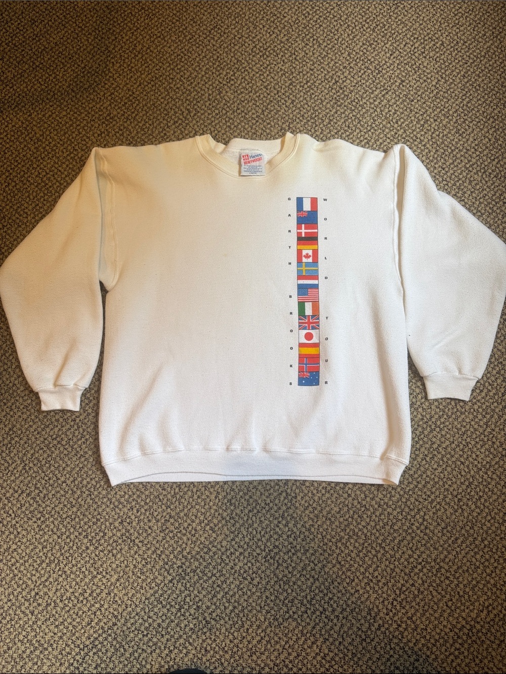 1993 Garth Brooks World Tour Hanes- White Crewneck Sweatshirt